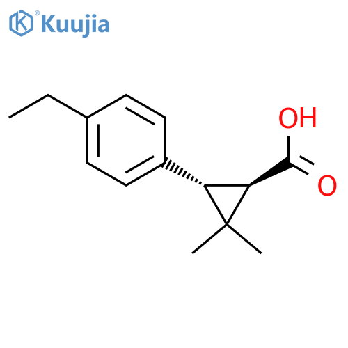 rac-(1R,3R)-3-(4-ethylphenyl)-2,2-dimethylcyclopropane-1-carboxylic acid structure