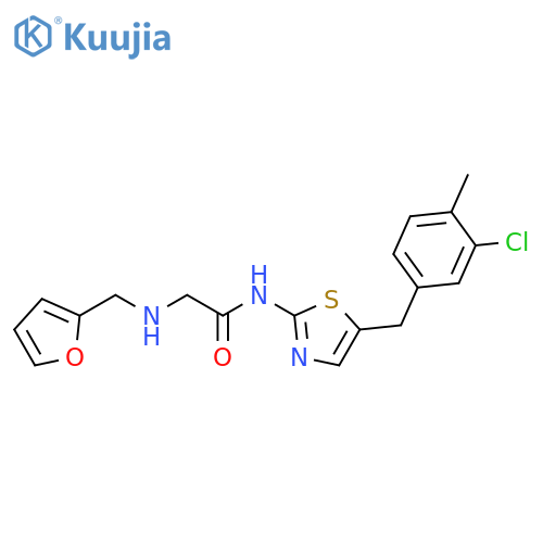 N-{5-(3-chloro-4-methylphenyl)methyl-1,3-thiazol-2-yl}-2-{(furan-2-yl)methylamino}acetamide structure