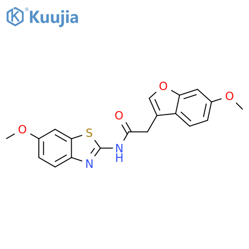 N-(6-methoxy-1,3-benzothiazol-2-yl)-2-(6-methoxy-1-benzofuran-3-yl)acetamide structure