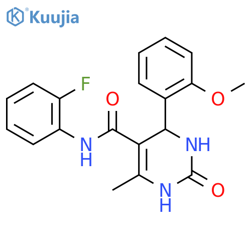 N-(2-fluorophenyl)-4-(2-methoxyphenyl)-6-methyl-2-oxo-1,2,3,4-tetrahydropyrimidine-5-carboxamide structure