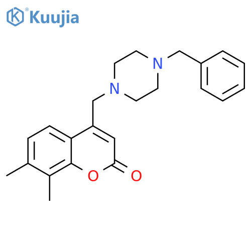 4-(4-benzylpiperazin-1-yl)methyl-7,8-dimethyl-2H-chromen-2-one structure