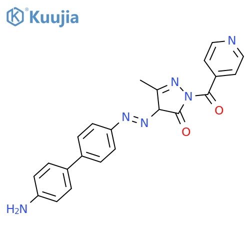 4-[[4-(4-aminophenyl)phenyl]diazenyl]-5-methyl-2-(pyridine-4-carbonyl)-4h-pyrazol-3-one structure