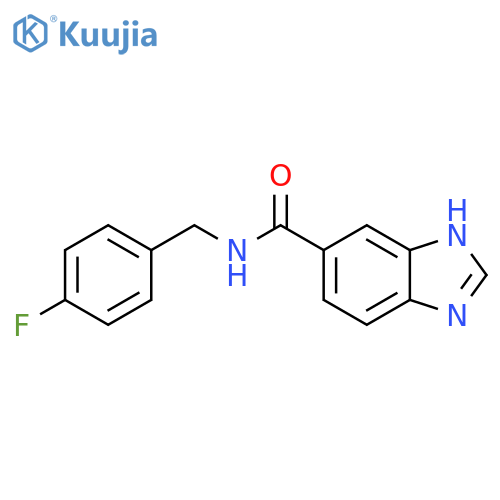 N-(4-fluorophenyl)methyl-1H-1,3-benzodiazole-6-carboxamide structure