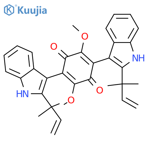 2,5-Bis[2-(1,1-dimethyl-2-propenyl)-1H-indol-3-yl]-3,6-dimethoxy-2,5-cyclohexadiene-1,4-dione structure