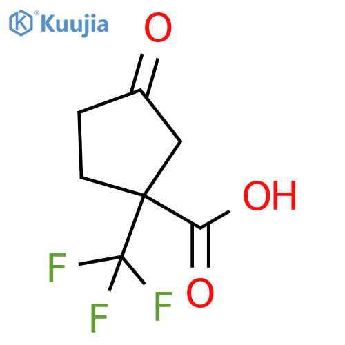 3-oxo-1-(trifluoromethyl)cyclopentane-1-carboxylic acid structure