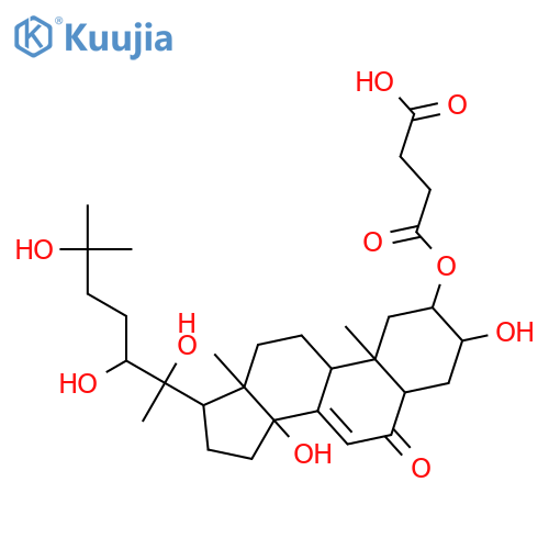 Cholest-7-en-6-one,2-(3-carboxy-1-oxopropoxy)-3,14,20,22,25-pentahydroxy-, (2b,3b,5b,22R)- structure