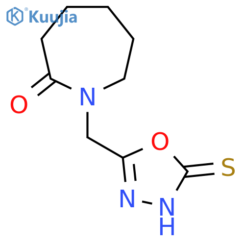 1-[(5-Sulfanyl-1,3,4-oxadiazol-2-yl)methyl]azepan-2-one structure