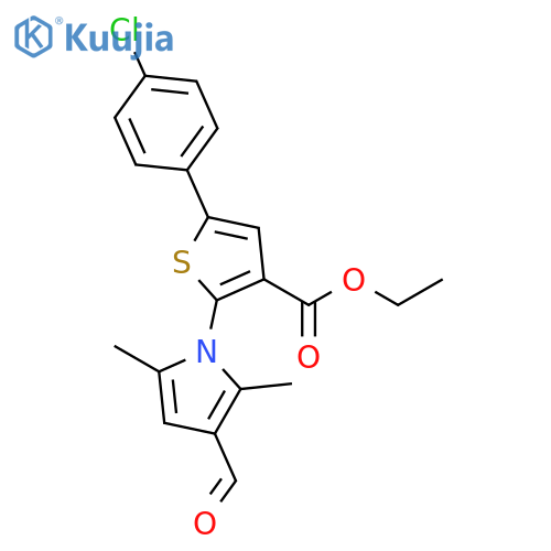 ethyl 5-(4-chlorophenyl)-2-(3-formyl-2,5-dimethyl-1H-pyrrol-1-yl)thiophene-3-carboxylate structure