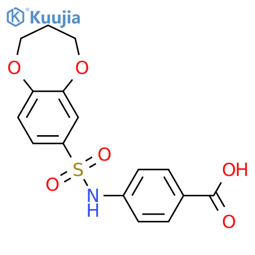4-(3,4-dihydro-2H-1,5-benzodioxepine-7-sulfonamido)benzoic acid structure