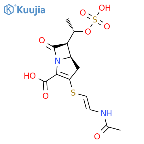 1-Azabicyclo[3.2.0]hept-2-ene-2-carboxylicacid, 3-[[(1E)-2-(acetylamino)ethenyl]thio]-7-oxo-6-[(1S)-1-(sulfooxy)ethyl]-,(5R,6R)- structure
