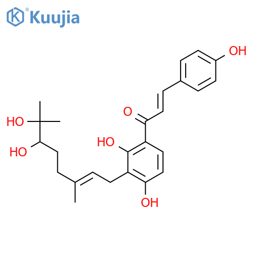 (E)-1-(3-((E)-6,7-dihydroxy-3,7-dimethyloct-2-enyl)-2,4-dihydroxyphenyl)-3-(4-hydroxyphenyl)prop-2-en-1-one structure