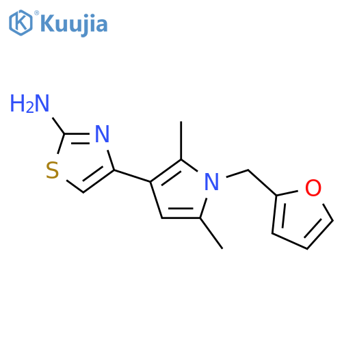 4-[1-(furan-2-ylmethyl)-2,5-dimethyl-1H-pyrrol-3-yl]-1,3-thiazol-2-amine structure