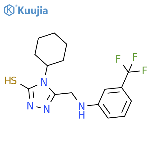 4-cyclohexyl-5-({3-(trifluoromethyl)phenylamino}methyl)-4H-1,2,4-triazole-3-thiol structure