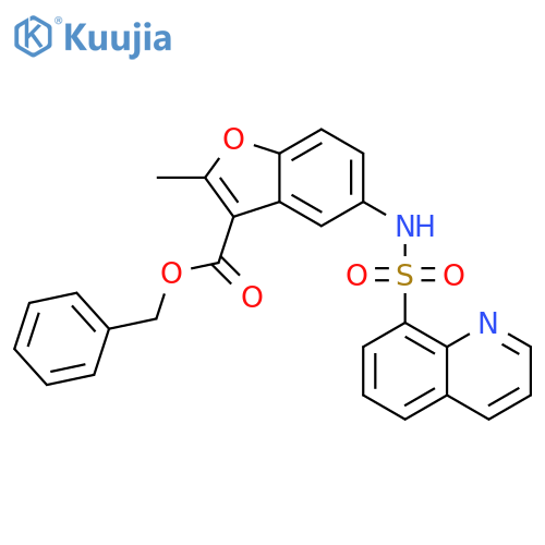 benzyl 2-methyl-5-(quinoline-8-sulfonamido)-1-benzofuran-3-carboxylate structure