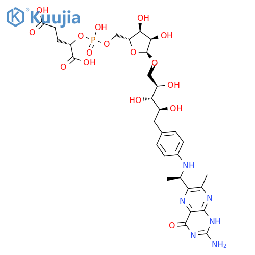 D-Ribitol,1-[4-[[(1R)-1-(2-amino-3,4-dihydro-7-methyl-4-oxo-6-pteridinyl)ethyl]amino]phenyl]-1-deoxy-5-O-[5-O-[[(1S)-1,3-dicarboxypropoxy]hydroxyphosphinyl]-a-D-ribofuranosyl]- structure