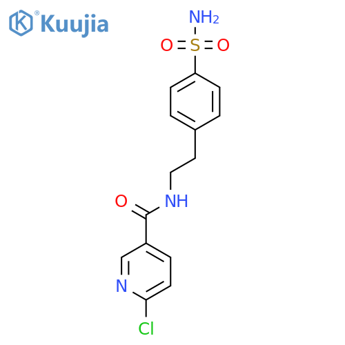 6-chloro-N-[2-(4-sulfamoylphenyl)ethyl]pyridine-3-carboxamide structure