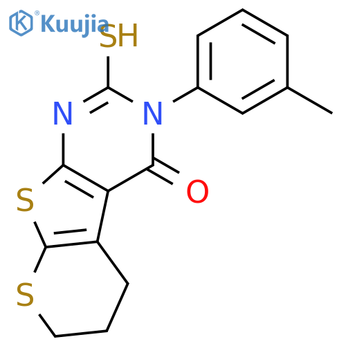 4-(3-methylphenyl)-5-sulfanyl-8,10-dithia-4,6-diazatricyclo[7.4.0.02,?]trideca-1(9),2(7),5-trien-3-one structure
