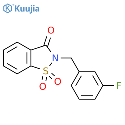 1,2-Benzisothiazol-3(2H)-one, 2-[(3-fluorophenyl)methyl]-, 1,1-dioxide structure