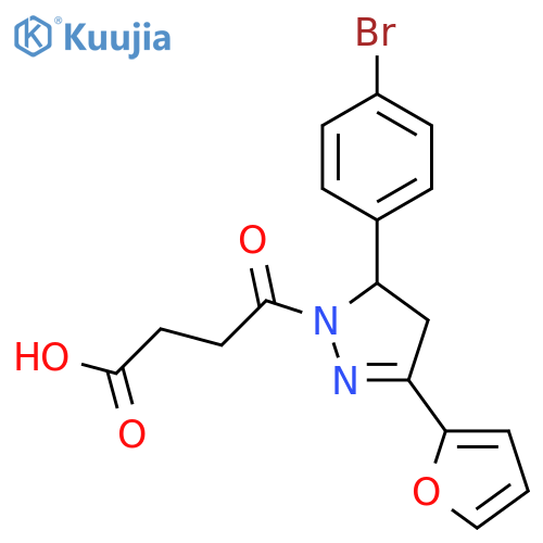 4-5-(4-bromophenyl)-3-(furan-2-yl)-4,5-dihydro-1H-pyrazol-1-yl-4-oxobutanoic acid structure