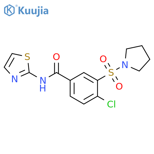 4-chloro-3-(pyrrolidine-1-sulfonyl)-N-(1,3-thiazol-2-yl)benzamide structure