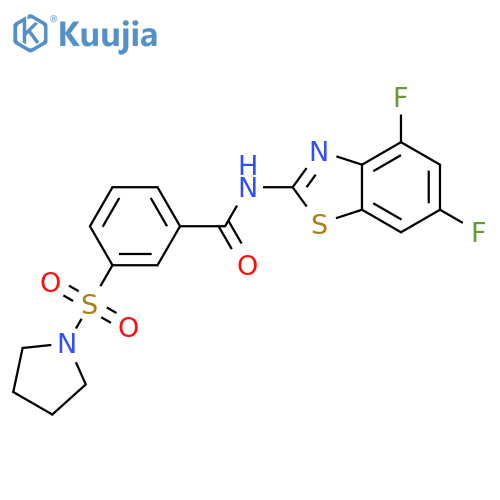 N-(4,6-difluoro-1,3-benzothiazol-2-yl)-3-(pyrrolidine-1-sulfonyl)benzamide structure