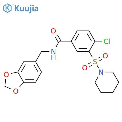 N-[(2H-1,3-benzodioxol-5-yl)methyl]-4-chloro-3-(piperidine-1-sulfonyl)benzamide structure