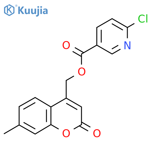 (7-methyl-2-oxo-2H-chromen-4-yl)methyl 6-chloropyridine-3-carboxylate structure
