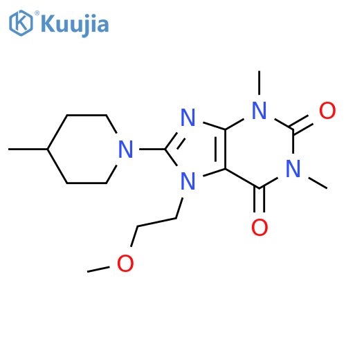 7-(2-methoxyethyl)-1,3-dimethyl-8-(4-methylpiperidin-1-yl)-2,3,6,7-tetrahydro-1H-purine-2,6-dione structure