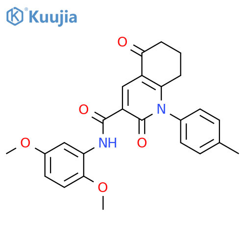 <br>2,5-Dioxo-1-p-tolyl-1,2,5,6,7,8-hexahydro-quinoline-3-carboxylic acid (2,5- dimethoxy-phenyl)-amide structure