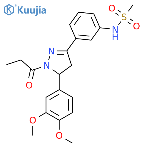 N-{3-5-(3,4-dimethoxyphenyl)-1-propanoyl-4,5-dihydro-1H-pyrazol-3-ylphenyl}methanesulfonamide structure