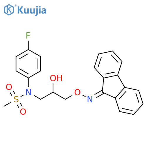 N-(3-{[(9H-fluoren-9-ylidene)amino]oxy}-2-hydroxypropyl)-N-(4-fluorophenyl)methanesulfonamide structure