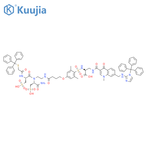 L-Alaninamide,3-sulfo-N-[[(triphenylmethyl)thio]acetyl]-L-alanyl-N-[2-[[4-[4-[[[(1S)-1-carboxy-2-[[[1,4-dihydro-1-methyl-4-oxo-7-[[[1-(triphenylmethyl)-1H-imidazol-2-yl]amino]methyl]-3-quinolinyl]carbonyl]amino]ethyl]amino]sulfonyl]-3,5-dimethylphenoxy]-1-oxobutyl]amino]ethyl]-3-sulfo- structure
