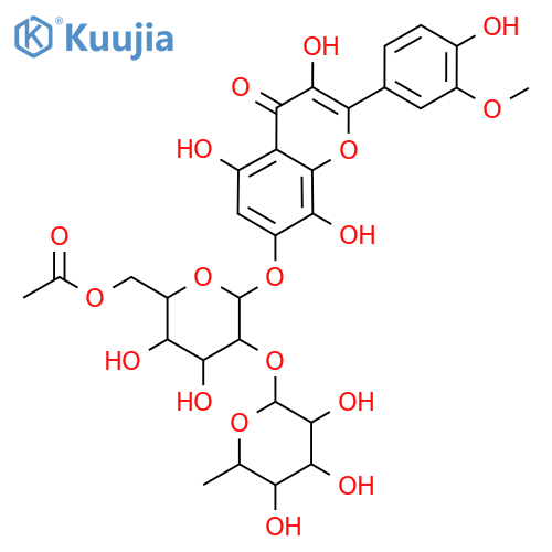 [3,4-Dihydroxy-6-[3,5,8-trihydroxy-2-(4-hydroxy-3-methoxyphenyl)-4-oxochromen-7-yl]oxy-5-(3,4,5-trihydroxy-6-methyloxan-2-yl)oxyoxan-2-yl]methyl acetate structure