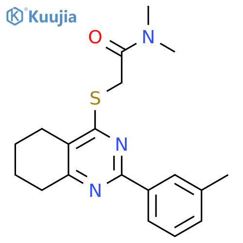 N,N-dimethyl-2-{2-(3-methylphenyl)-5,6,7,8-tetrahydroquinazolin-4-ylsulfanyl}acetamide structure
