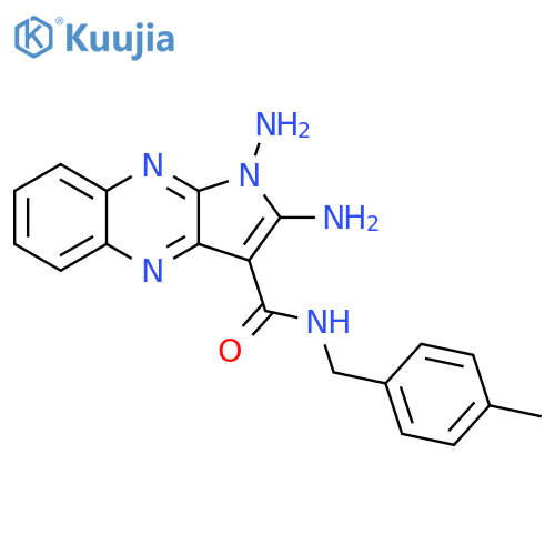 1,2-diamino-N-[(4-methylphenyl)methyl]pyrrolo[3,2-b]quinoxaline-3-carboxamide structure
