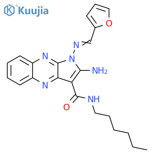 2-amino-1-(E)-(furan-2-yl)methylideneamino-N-hexyl-1H-pyrrolo2,3-bquinoxaline-3-carboxamide structure