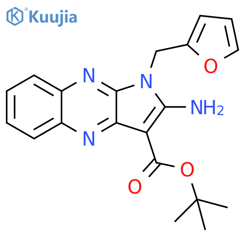 tert-butyl 2-amino-1-(furan-2-ylmethyl)-1H-pyrrolo[2,3-b]quinoxaline-3-carboxylate structure