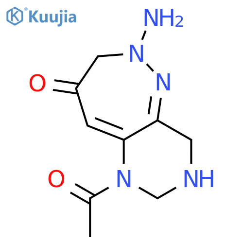 2-amino-4-oxo-6-acetyl-7,8-dihydro-3H,9H-pyrimidodiazepine structure