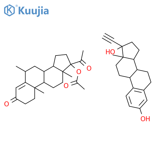 (6alpha)-6-methyl-3,20-dioxopregn-4-en-17-yl acetate - (17beta)-17-ethynylestra-1,3,5(10)-triene-3,17-diol (1:1) structure