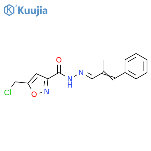 3-Isoxazolecarboxylic acid, 5-(chloromethyl)-,(2E)-(2-methyl-3-phenyl-2-propenylidene)hydrazide structure