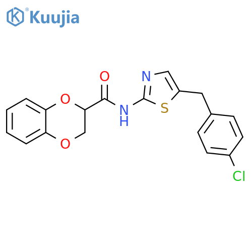 N-{5-(4-chlorophenyl)methyl-1,3-thiazol-2-yl}-2,3-dihydro-1,4-benzodioxine-2-carboxamide structure