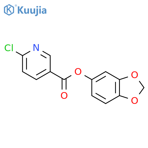 1,3-dioxaindan-5-yl 6-chloropyridine-3-carboxylate structure