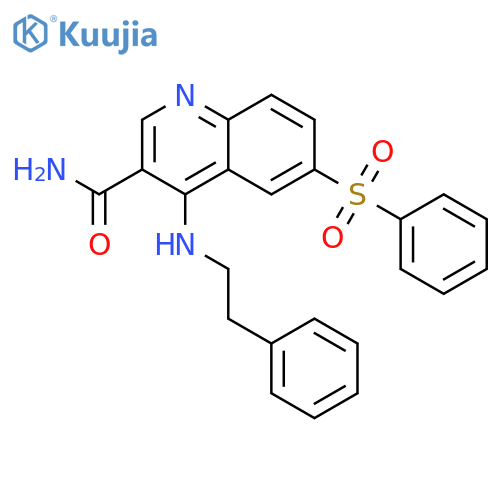 3-QUINOLINECARBOXAMIDE, 4-[(2-PHENYLETHYL)AMINO]-6-(PHENYLSULFONYL)- structure