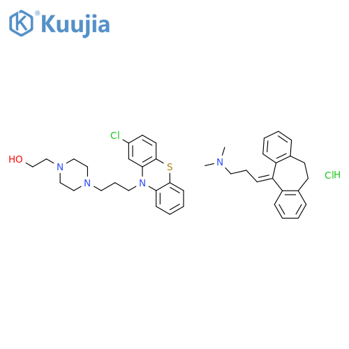 2-{4-[3-(2-chloro-10H-phenothiazin-10-yl)propyl]piperazin-1-yl}ethanol - 3-(10,11-dihydro-5H-dibenzo[a,d][7]annulen-5-ylidene)-N,N-dimethylpropan-1-amine hydrochloride (1:1:1) structure