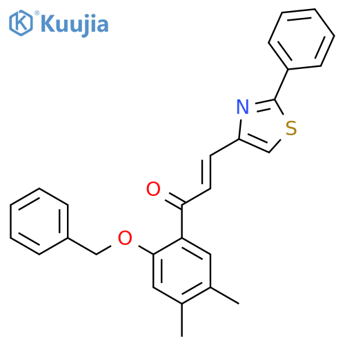 (2E)-1-[2-(benzyloxy)-4,5-dimethylphenyl]-3-(2-phenyl-1,3-thiazol-4-yl)prop-2-en-1-one structure