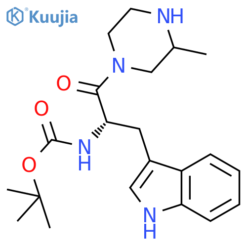 Carbamic acid,[(1S)-1-(1H-indol-3-ylmethyl)-2-(3-methyl-1-piperazinyl)-2-oxoethyl]-,1,1-dimethylethyl ester structure