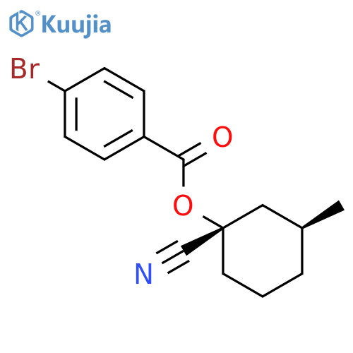 Benzoic acid, 4-bromo-, (1S,3S)-1-cyano-3-methylcyclohexyl ester structure