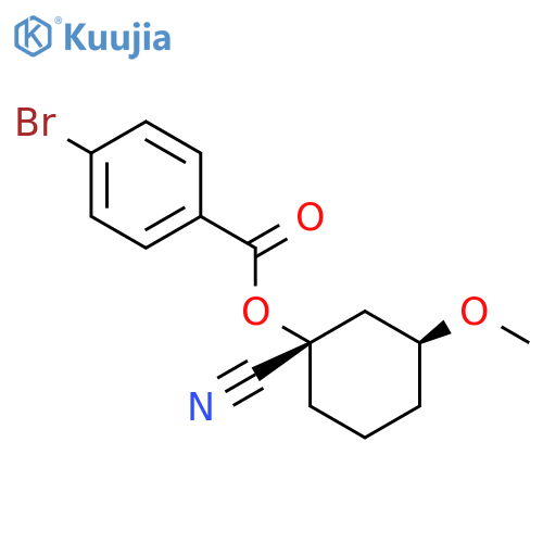 Benzoic acid, 4-bromo-, (1S,3S)-1-cyano-3-methoxycyclohexyl ester structure
