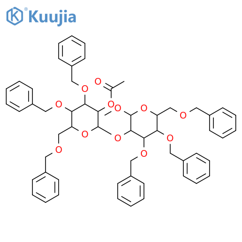 α-D-Mannopyranoside, methyl 2-O-[2-O-acetyl-3,4,6-tris-O-(phenylmethyl)-α-D-mannopyranosyl]-3,4,6-tris-O-(phenylmethyl)- structure