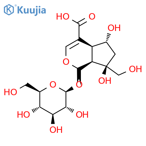 Cyclopenta[c]pyran-4-carboxylic acid, 1-(β-D-glucopyranosyloxy)-1,4a,5,6,7,7a-hexahydro-5,7-dihydroxy-7-(hydroxymethyl)-, (1S,4aS,5R,7R,7aS)- structure